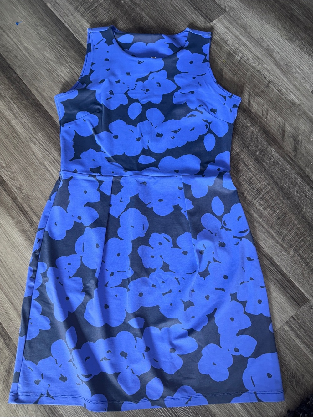 Mahi Gold Ryder Dress medium sleeveless stretch blue Hawaiian resort wear